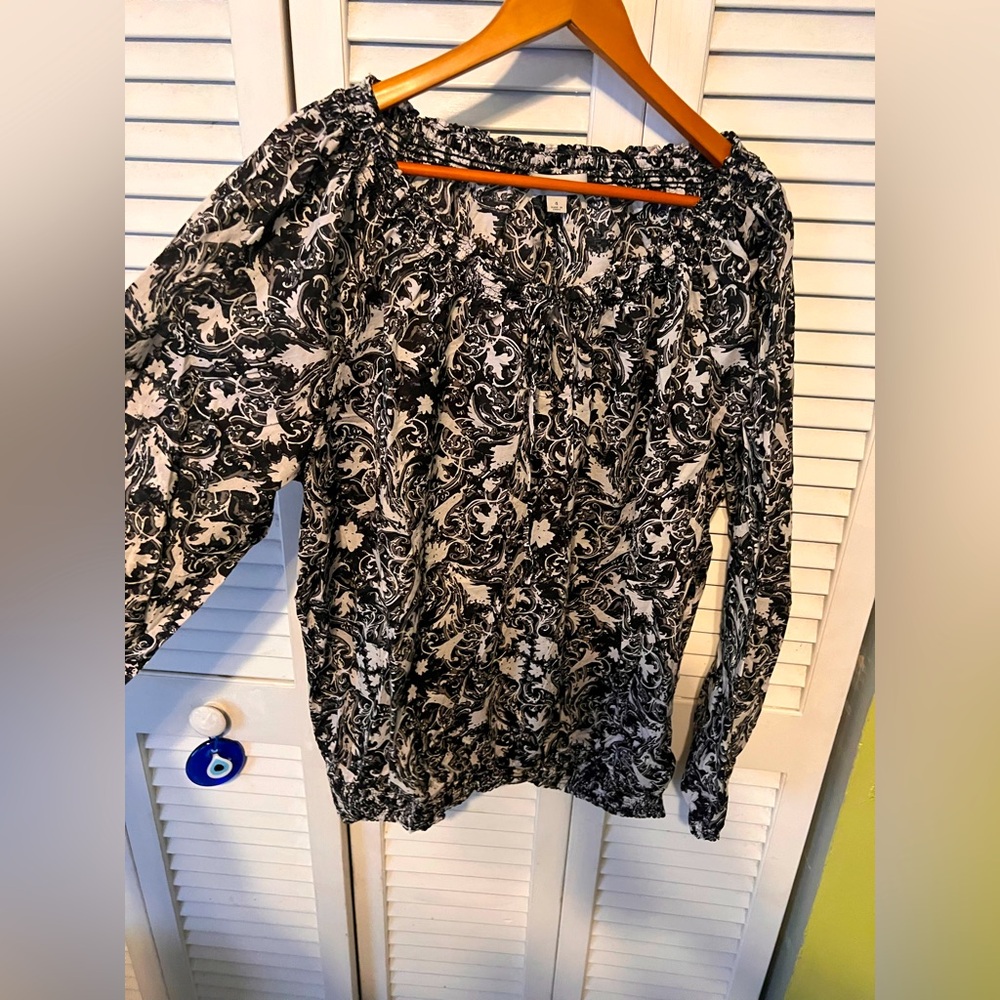 Merona Paisley Print Blouson Tie Neck Top
With Smocking Detail